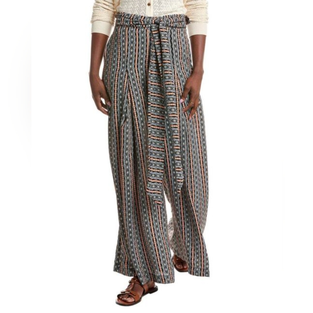 Gracia Black and Gray Wide-Leg Palazzo Pants